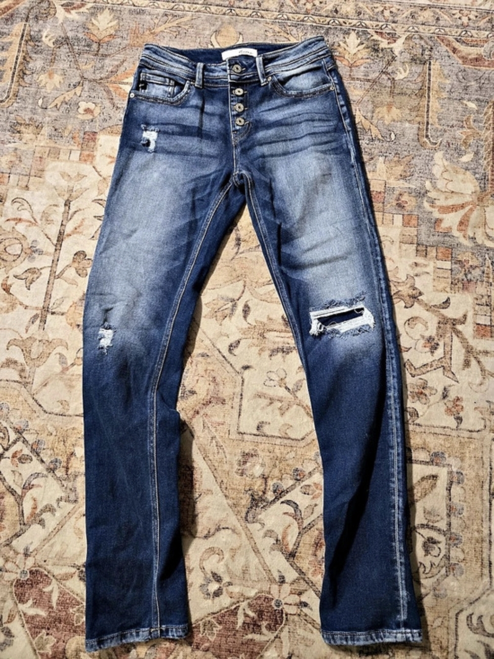 Kancan Distressed Skinny Jeans in Blue